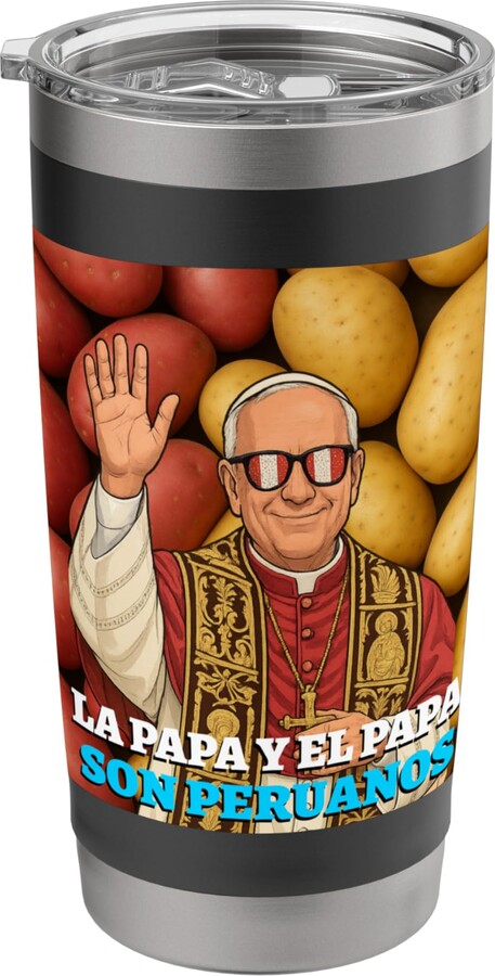 New Pope 2025 USA Peruvian Papa Leon XIV Store Papa León XIV Perú USA Pope Leo Peruvian Flag Stainless Steel Insulated Tumbler