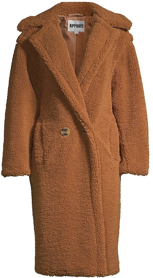 faux shearling long coat