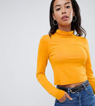 ASOS Tall DESIGN Tall turtle neck crop top with long sleeve in mustard