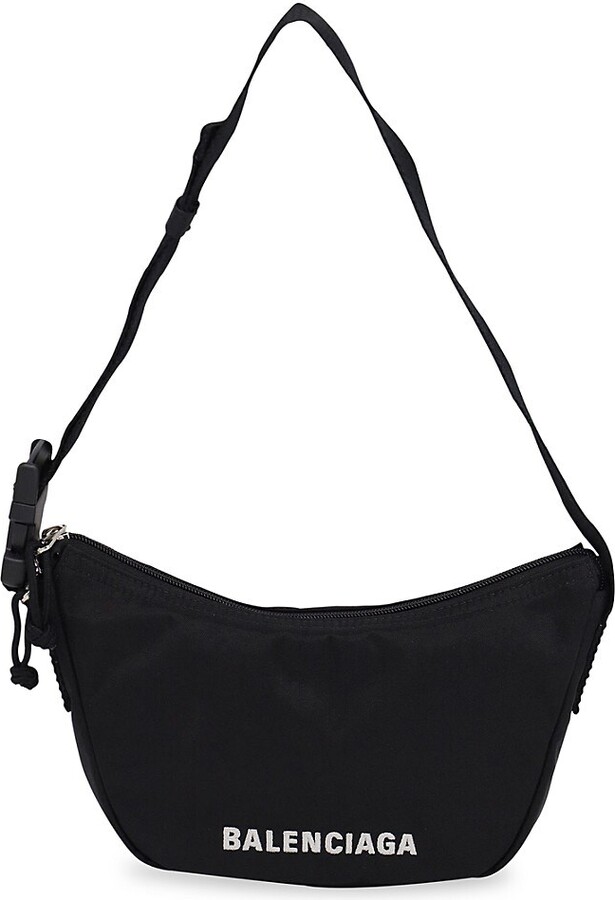 Balenciaga Wheel Sling Small Nylon Shoulder Bag in Black