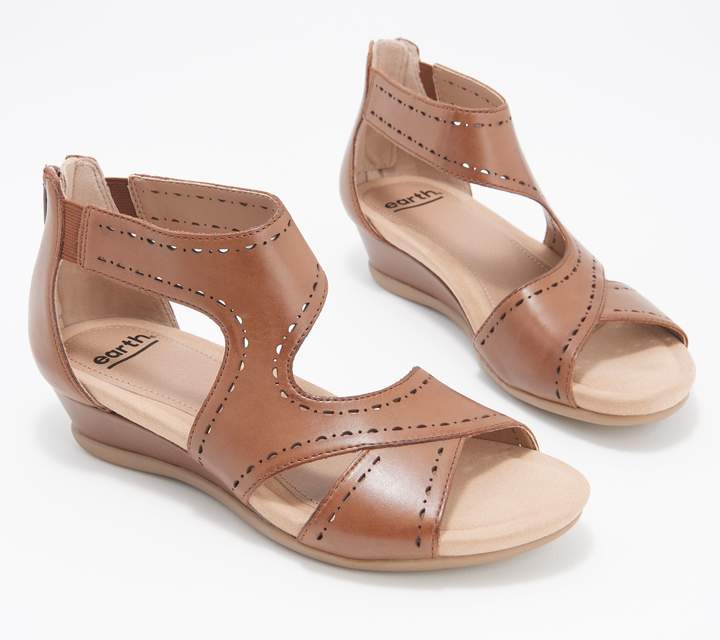 earth leather wedge sandals