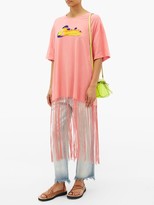 Thumbnail for your product : LOEWE PAULA'S IBIZA Bead-embroidered Logo Fringed T-shirt - Pink