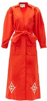 Thumbnail for your product : Johanna Ortiz Amazon Flavor Embroidered Cotton-poplin Dress - Red