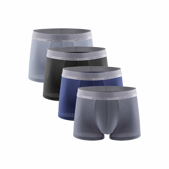 THSISSUE Men's Ice Silk Underwear Breathable Soft Ultra-Thin Mesh Boxer ...