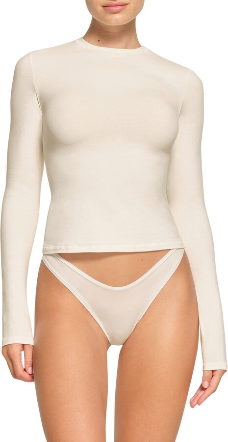 SKIMS Stretch Cotton Jersey Long Sleeve T-Shirt