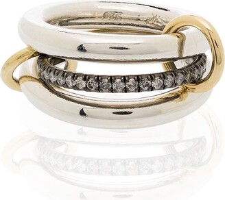 Spinelli Kilcollin sterling silver and 18kt yellow gold Libra Noir rhodium diamond link ring