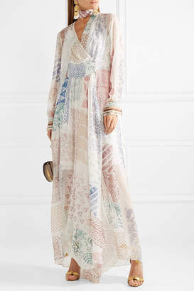 Chloé Printed Silk-chiffon Gown - White