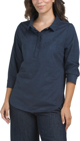 TJMAXX Collar Blouse For Women, Polyester/Suede