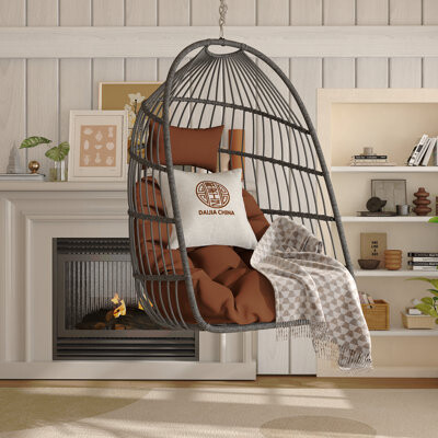 Arlmont & Co. Outdoor Garden Egg Swing Chair Hanging Chair PE Hanging Chair