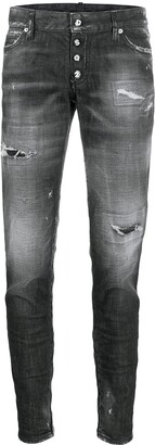 DSQUARED2 Distressed Zipped Ankle Skinny Trousers