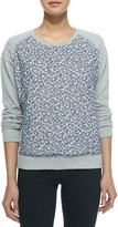 Thumbnail for your product : Maison Scotch Leopard Embroidered Mesh-Front Sweater, Blue/Gray