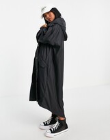 Thumbnail for your product : ASOS Petite DESIGN Petite rubberised midi rain coat in black