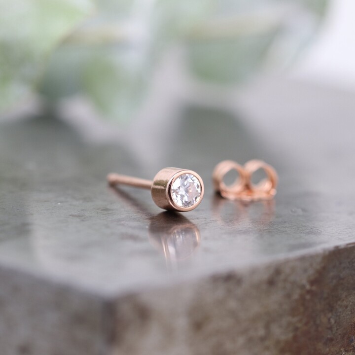 Etsy One Single Rose Gold Moissanite Stud Earring - 14K Diamond Alternative Small Second Piercing Or Unisex Ready To Ship