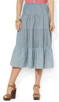 Thumbnail for your product : Lauren Ralph Lauren Striped Chambray Tiered Skirt