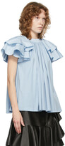 Thumbnail for your product : Alexander McQueen Blue Ruffle Sleeve Blouse