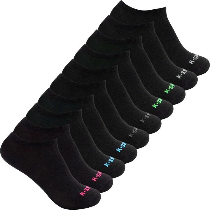 K-SWISS Women’s Socks – 10 Pack Low Cut socks for Women, Athletic Running Sports Socks (Black)
