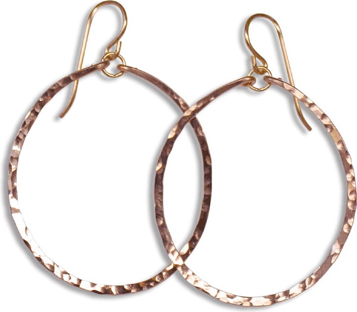Etsy Rose Gold Hoop Earrings - Medium Round Filled Hammered Hoops Big