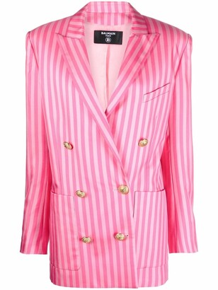 Balmain x Barbie striped six-button blazer