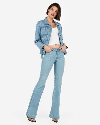 Express Mid Rise Denim Perfect Lift Light Wash Bell Flare Jeans
