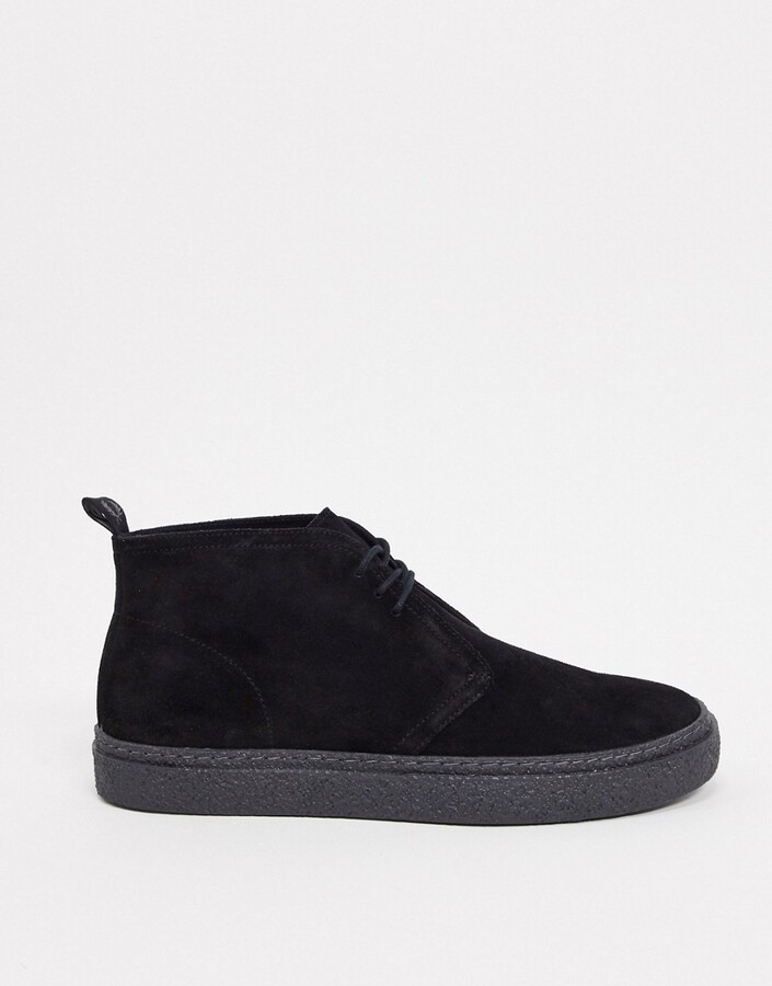 Fred Perry hawley suede desert boots in black - ShopStyle