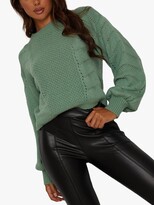 Thumbnail for your product : Chi Chi London Pointelle Jumper, Sage