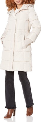 Kenneth Cole Women's Faux Memory Anork with Hidden Drawcord Puffer