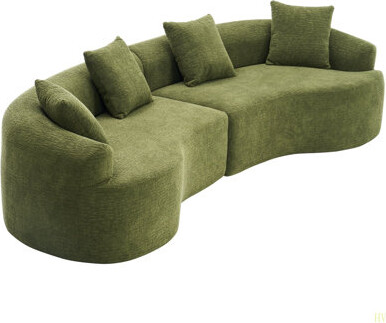 Ivy Bronx Curved Boneless SofaCompression Modular 110'' Sectional High-DensityCouches Sleeper For Living Room Bedroom Apartment LoungeChenille