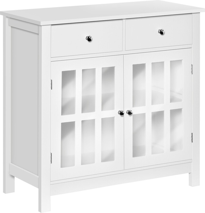 Sideboard Buffet Storage Cupboard with Glass Doors, Adjustable Shelf and 2