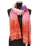 Thumbnail for your product : La Fiorentina Pink Combo Dye Print Scarf with Pom Tassels