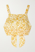 Thumbnail for your product : Peony Swimwear + Net Sustain Cropped Open-back Floral-print Linen Top - Yellow - x small