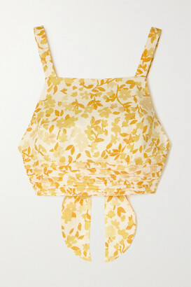 Peony Swimwear + Net Sustain Cropped Open-back Floral-print Linen Top - Yellow - x small