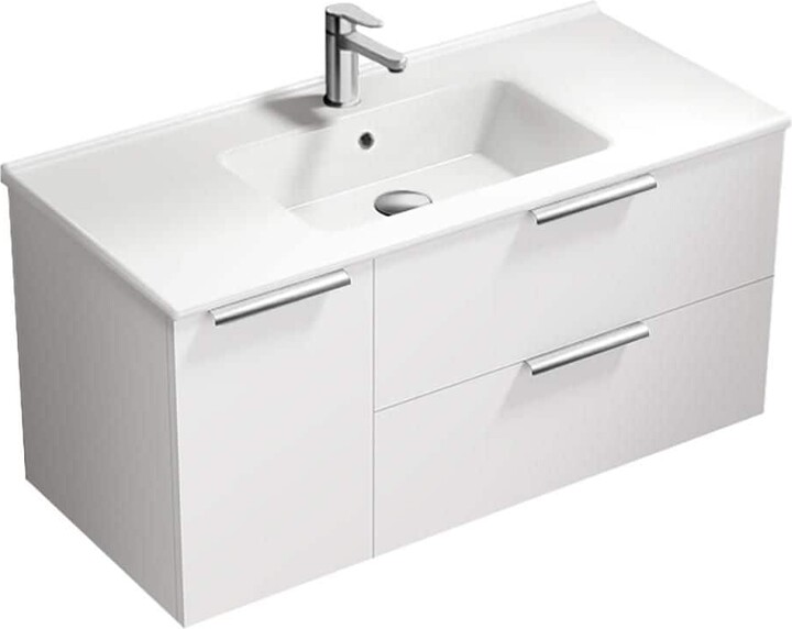 Nameeks Bodrum 39.4 in. Modern Freestanding Bath vanity in Glossy White with White Ceramic Top