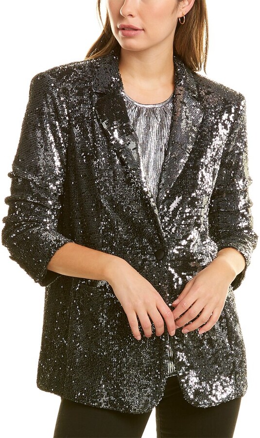 black and silver sequin blazer