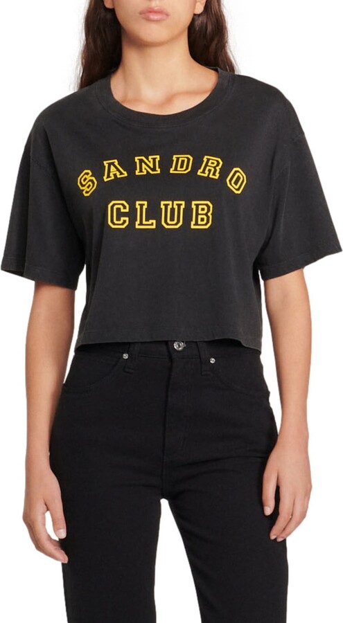Women Clothing Sandro Women Tops Sandro Women Tops Top T-shirt SANDRO 40 T-shirts Sandro Women black T-shirts Sandro Women Tops L, T3 
