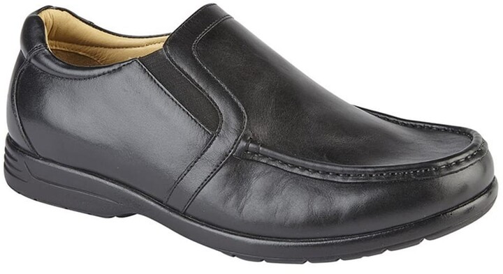 DBs Keaton Mens Extra Wide Formal Slip On Shoes in EE fit in Black