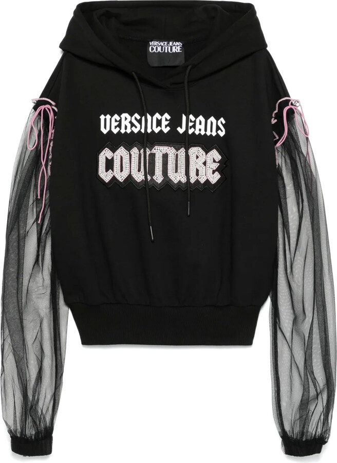 Versace Jeans Couture Embellished Gothic Logo hoodie