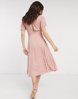 Thumbnail for your product : ASOS DESIGN midi dress with lace panels and blouson bodice
