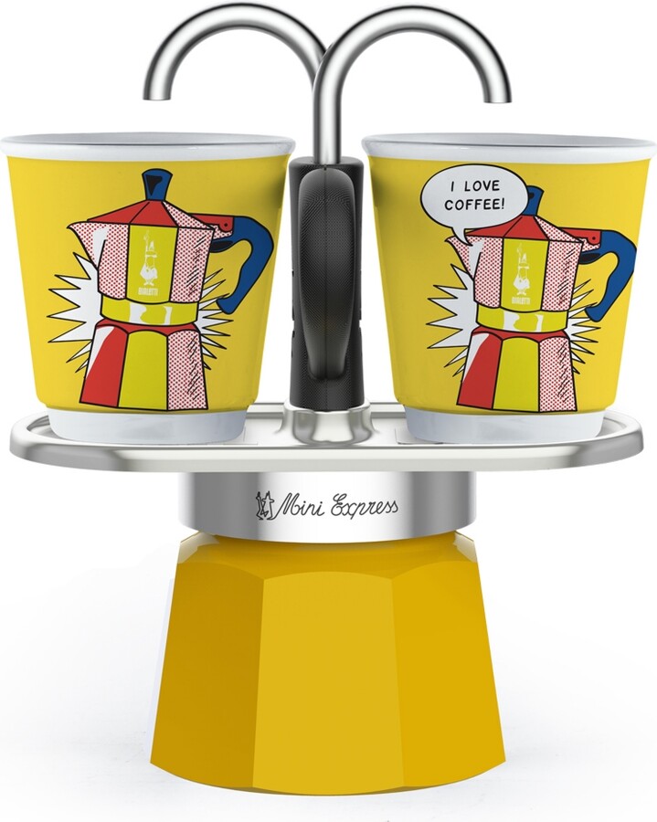 Bialetti - Mini Express Lichtenstein: Moka Set includes Coffee Maker 2-Cup  (2.8 Oz), Yellow, Aluminium 