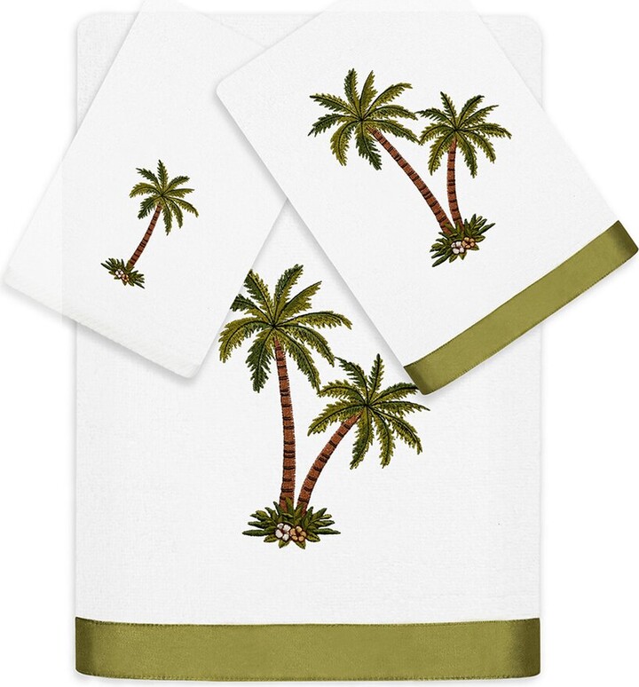 Linum Home Textiles Palmera 3Pc Embellished Turkish Cotton Towel Set