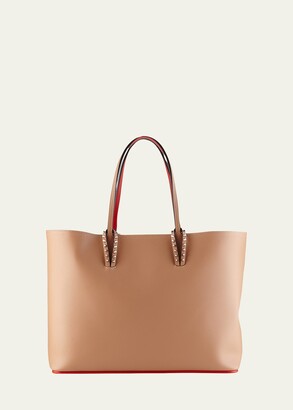 CHRISTIAN LOUBOUTIN Cabata Small Empire Spikes Leather Tote Bag - Taupe