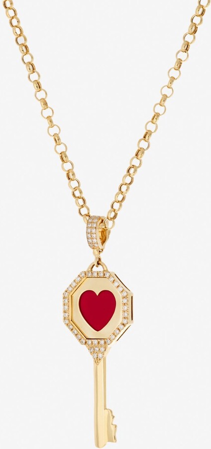 Falamank Written In The Stars Collection Key To Your Heart Pendant Necklace in 18-karat Yellow Gold with White Diamonds