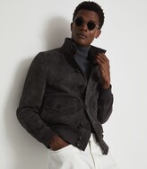 Thumbnail for your product : Reiss ANGEL SUEDE BUTTON THROUGH JACKET Dark Steel