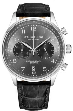 stuhrling original stainless steel gunmetal gray case watch