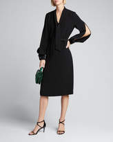 Thumbnail for your product : Lafayette 148 New York Genevive Split Sleeve Finesse Crepe Belted Dress