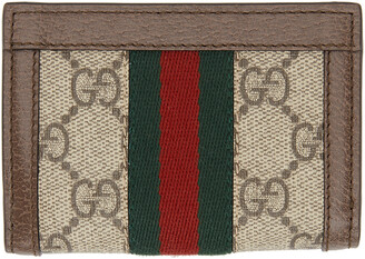 Gucci Brown & Beige GG Ophidia Flap Wallet