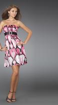 Thumbnail for your product : La Femme Printed Strapless Cocktail Dress with Black Belt 14424