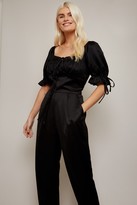 Thumbnail for your product : Little Mistress Obsession Black Satin Milkmaid Jumpsuit