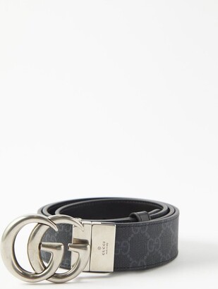 Gucci GG-logo Monogram-canvas And Leather Belt - Black Multi