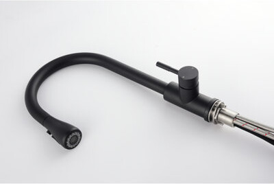 Matte Black Stainless Steel Kitchen Faucet With Pull Out Spray Head, Corrosion & Rust, 360 Rotatable Nozzle For Convenient Use Spray, Nozzle, Single H