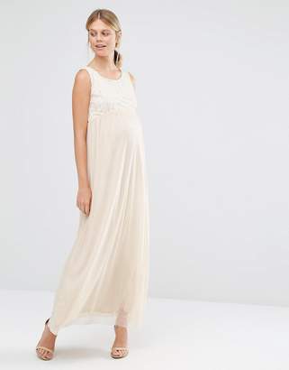 Queen Bee Sleeveless Maxi Dress With Geo Sequin Bodice And Tulle Skirt